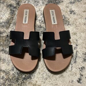 Steve Madden Black Slide Sandals